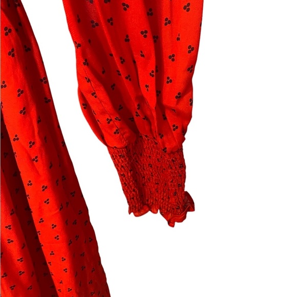 BODEN Carrie Smocked Dress Poinsettia Ruffle Red Long Sleeve - Picture 9 of 14